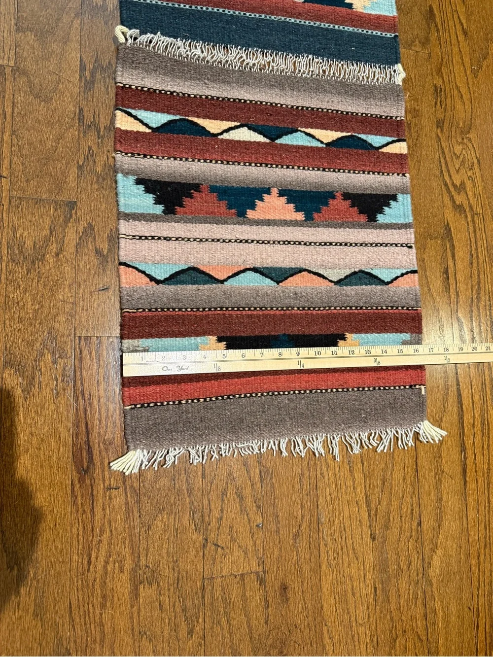 Vintage Southwestern Hand Woven Wool Table Runner Rug 16